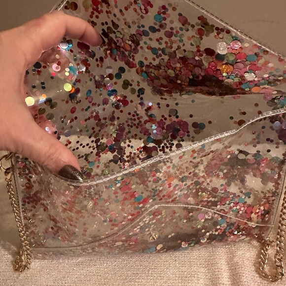 Confetti Clear Vinyl Crossbody Envelope Clutch Packed Party - Picture 3 of 7